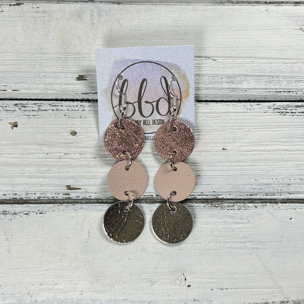 DAISY -  Leather Earrings  ||   <BR> SHIMMER VINTAGE PINK, <BR> MATTE BLUSH PINK, <BR> METALLIC ROSE GOLD SMOOTH