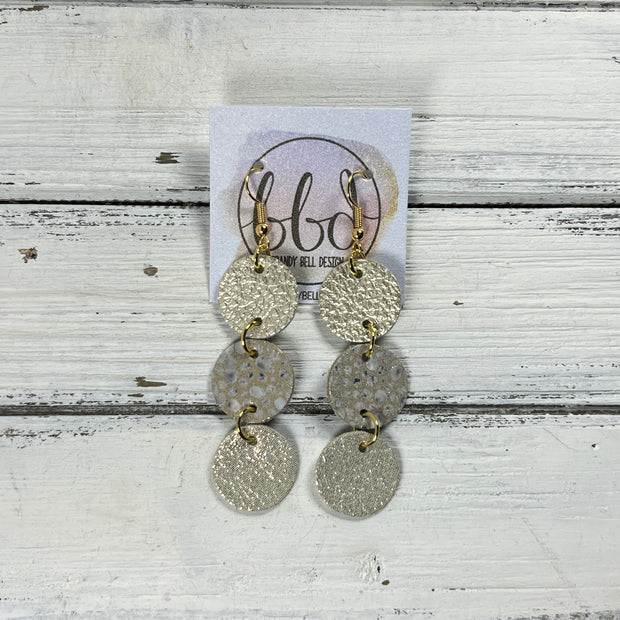 DAISY -  Leather Earrings  ||   <BR> METALLIC CHAMPAGNE PEBBLED, <BR> IVORY STINGRAY, <BR> SHIMMER GOLD