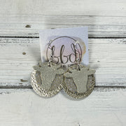COW -  Leather Earrings  ||   <BR>SHIMMER GOLD, <BR> IVORY STINGRAY, <BR> METALLIC CHAMPAGNE PEBBLED
