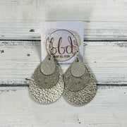 LINDSEY -  Leather Earrings  ||   <BR>SHIMMER GOLD, <BR> IVORY STINGRAY, <BR> METALLIC CHAMPAGNE PEBBLED