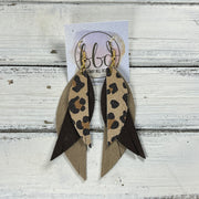 ANDY - Leather Earrings  ||   <BR> CARAMEL CHEETAH, <BR> PEARLIZED BROWN, <BR> PEARLIZED IVORY