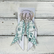 ANDY -  Leather Earrings  ||   <BR> EUCALYPTUS, <BR> DUSTY AQUA DOTS, <BR> MATTE WHITE
