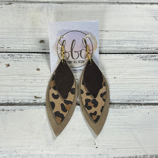 DOROTHY - Leather Earrings  ||   <BR> PEARLIZED BROWN, <BR> CARAMEL CHEETAH, <BR> PEARLIZED IVORY