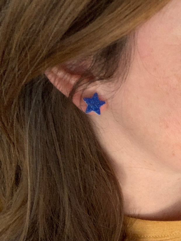 GLITTER CORK STAR STUD - Leather Stud Earrings   ||  *Choose your color
