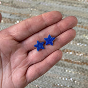 GLITTER CORK STAR STUD - Leather Stud Earrings   ||  *Choose your color