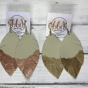 "DIPPED" MAISY (2 SIZES!) - Genuine Leather Earrings  || MATTE IVORY + CHOOSE YOUR "DIPPED" FINISH