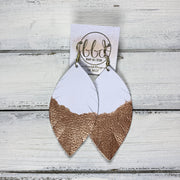 "DIPPED" MAISY (2 SIZES!) - Genuine Leather Earrings  || MATTE WHITE + CHOOSE YOUR "DIPPED" FINISH