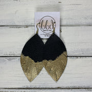 "DIPPED" MAISY (2 SIZES!) - Genuine Leather Earrings  || MATTE BLACK + CHOOSE YOUR "DIPPED" FINISH