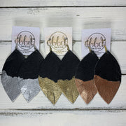 "DIPPED" MAISY (2 SIZES!) - Genuine Leather Earrings  || MATTE BLACK + CHOOSE YOUR "DIPPED" FINISH