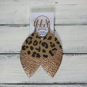 "DIPPED" MAISY (2 SIZES!) - Genuine Leather Earrings  || CARAMEL CHEETAH + CHOOSE YOUR "DIPPED" FINISH