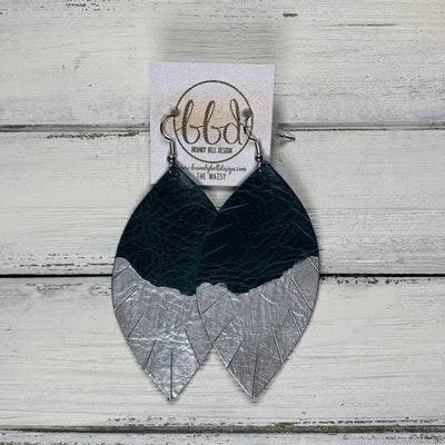 "DIPPED" MAISY (2 SIZES!) - Genuine Leather Earrings  || DISTRESSED TEAL + CHOOSE YOUR "DIPPED" FINISH