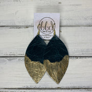 "DIPPED" MAISY (2 SIZES!) - Genuine Leather Earrings  || DISTRESSED TEAL + CHOOSE YOUR "DIPPED" FINISH