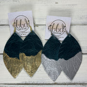 "DIPPED" MAISY (2 SIZES!) - Genuine Leather Earrings  || DISTRESSED TEAL + CHOOSE YOUR "DIPPED" FINISH