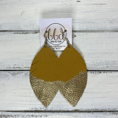 "DIPPED" MAISY (2 SIZES!) - Genuine Leather Earrings  || MATTE MUSTARD + CHOOSE YOUR "DIPPED" FINISH