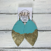 "DIPPED" MAISY (2 SIZES!) - Genuine Leather Earrings  || MATTE ROBINS EGG BLUE + CHOOSE YOUR "DIPPED" FINISH