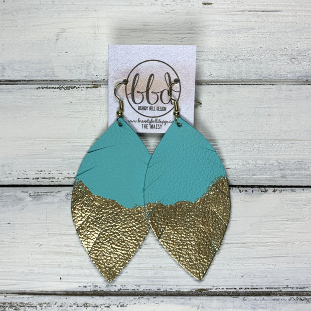 "DIPPED" MAISY (2 SIZES!) - Genuine Leather Earrings  || MATTE ROBINS EGG BLUE + CHOOSE YOUR "DIPPED" FINISH