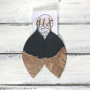 "DIPPED" MAISY (2 SIZES!) - Genuine Leather Earrings  || MATTE *DARK GRAY + CHOOSE YOUR "DIPPED" FINISH