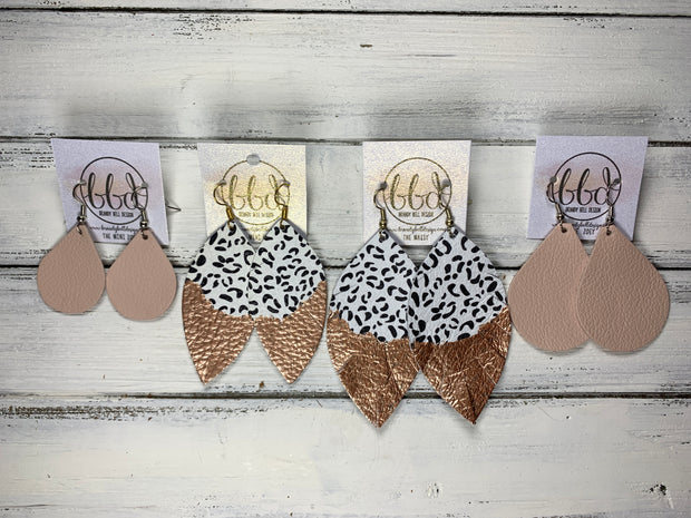 "DIPPED" MAISY (2 SIZES!) - Genuine Leather Earrings  || CARAMEL CHEETAH + CHOOSE YOUR "DIPPED" FINISH