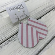 ZOEY (3 sizes available!) -  Leather Earrings  || PINK & WHITE STRIPE