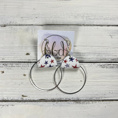 JULIA - Leather Earrings OR Necklace  ||   HAND DRAWN PATRIOTIC STARS (* 3 options available)