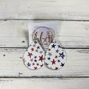 ZOEY (3 sizes available!) -  Leather Earrings  ||  HAND DRAWN PATRIOTIC STARS