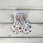 ZOEY (3 sizes available!) -  Leather Earrings  ||  HAND DRAWN PATRIOTIC STARS