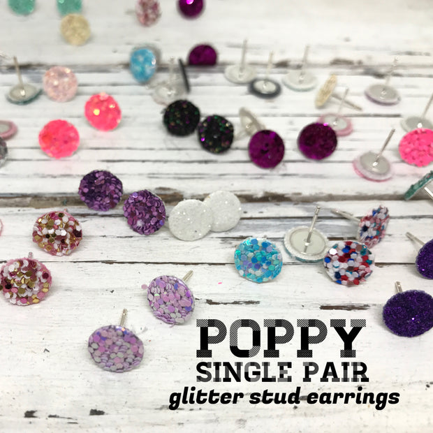 Poppy- SINGLE PAIR - Glitter Stud Earrings