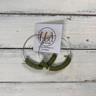 RUTHIA - Rubber Disk Hoop Earrings  ||   OLIVE GREEN