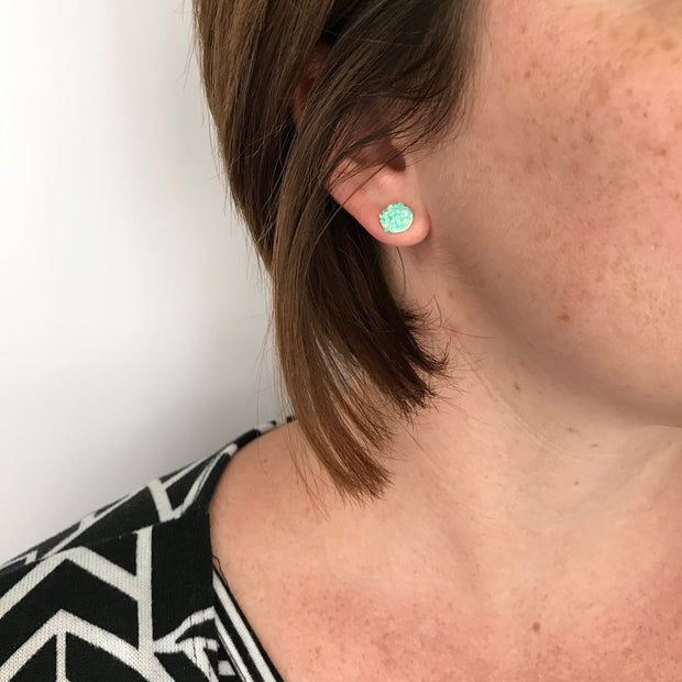 Poppy- 3 PACK (Choose your colors) - Glitter Stud Earrings SHOWN: CC: CHUNKY GREEN, AA: CHRISTMAS, BB: CHUNKY RED