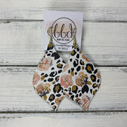 NOELLE - Leather Earrings  ||   CORAL FLORAL CHEETAH