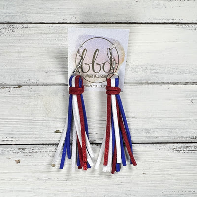 MARIE - Faux Suede Tassel Earrings  ||  SPARKLE RED, SPARKLE BLUE, WHITE