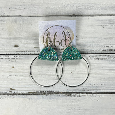 JULIA - Leather Earrings OR Necklace ||   SPARKLE GREEN (* 3 options available)