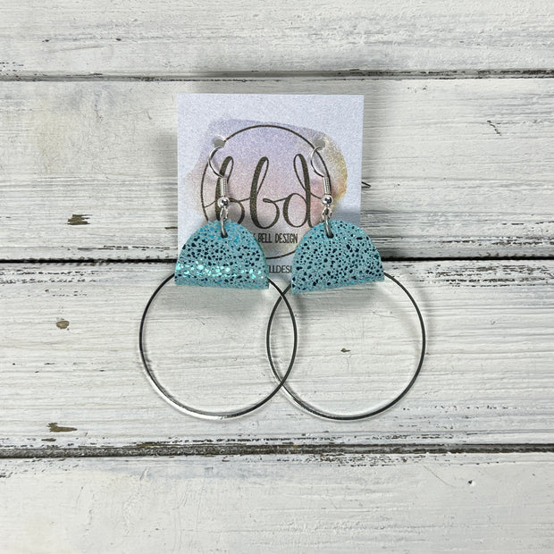 JULIA - Leather Earrings OR Necklace ||   SPARKLE AQUA (* 3 options available)