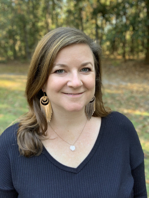 AURORA -  Leather Earrings  ||   <BR> PEARLIZED BROWN