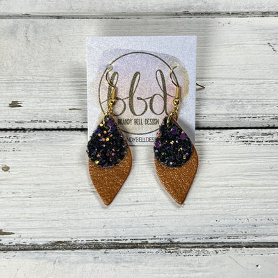 JEAN -  Leather Earrings  ||   <BR> CITY LIGHTS GLITTER (FAUX LEATHER), <BR> PEARLIZED TOPAZ