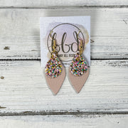 JEAN -  Leather Earrings  ||   <BR> BANANA SPLIT GLITTER (FAUX LEATHER), <BR> MATTE BLUSH PINK