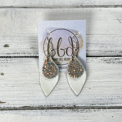JEAN -  Leather Earrings  ||   <BR> GLAMOUR GLITTER (FAUX LEATHER), <BR> PEARL WHITE