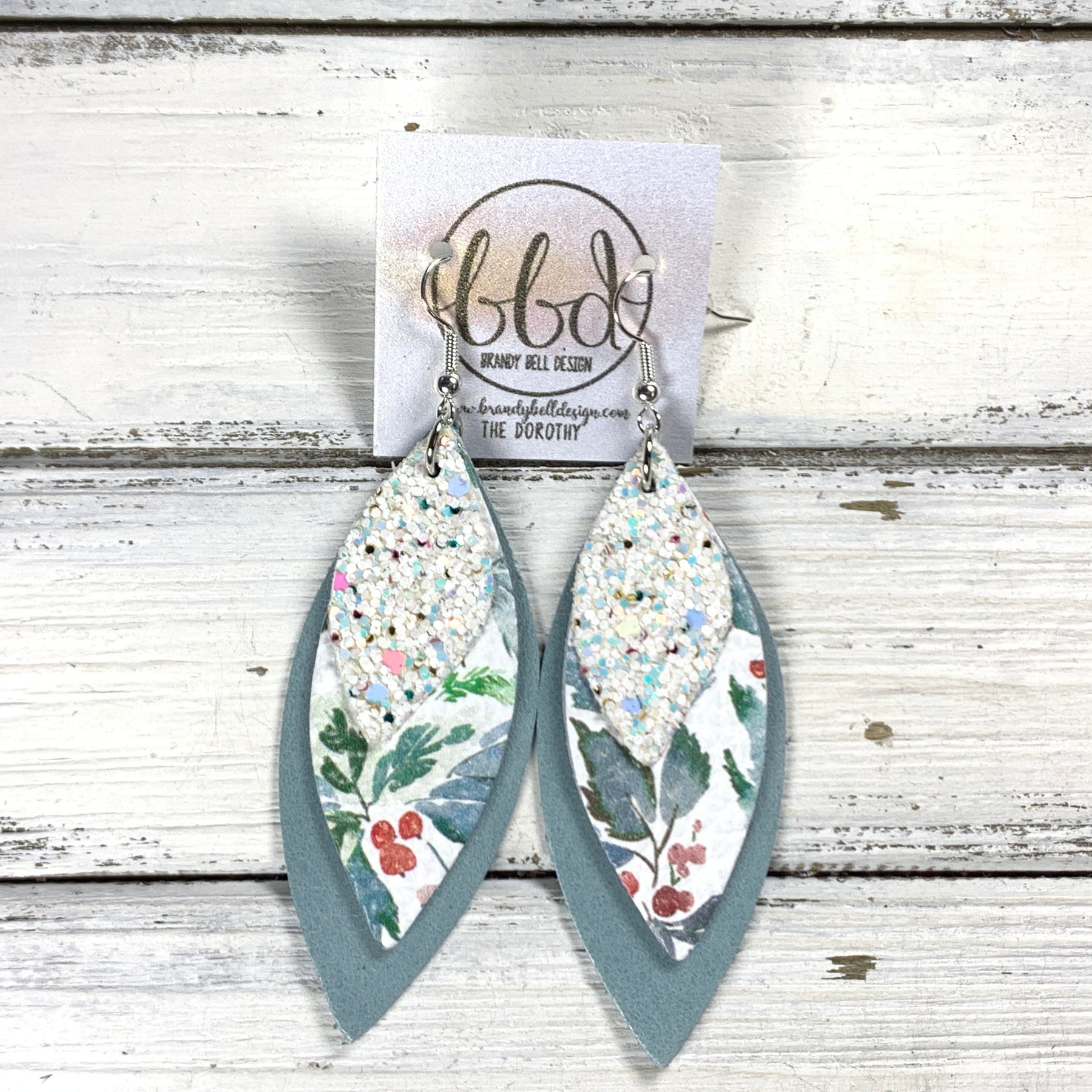 DOROTHY Leather Earrings || CONFETTI CAKE GLITTER (FAUX LEATHER