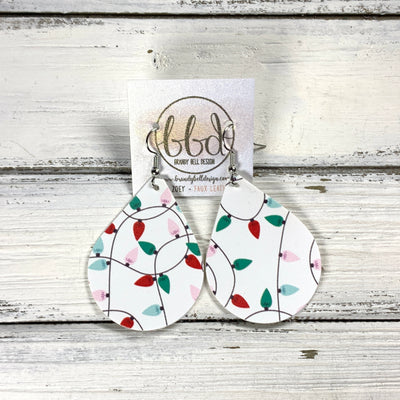 ZOEY (3 sizes available!) -  Leather Earrings  || PASTEL CHRISTMAS LIGHTS (FAUX LEATHER)