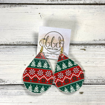 ZOEY (3 sizes available!) -  Leather Earrings  || CHRISTMAS SWEATER (FAUX LEATHER)