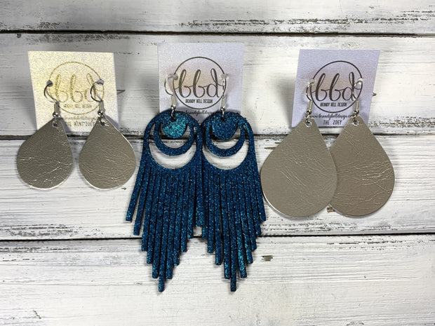 AURORA -  Leather Earrings  ||   <BR> SHIMMER STORMY TAUPE