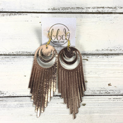 AURORA -  Leather Earrings  ||   <BR> METALLIC ROSE GOLD SMOOTH