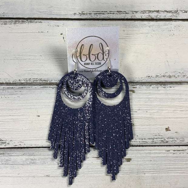 AURORA -  Leather Earrings  ||   <BR> SHIMMER NAVY