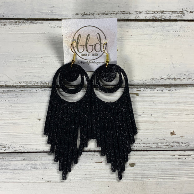 AURORA -  Leather Earrings  ||   <BR> SHIMMER BLACK
