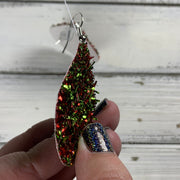 ZOEY (3 sizes available!) -  Leather Earrings  || GREEN TINSEL (FAUX LEATHER) *TEXTURED LIKE TINSEL!