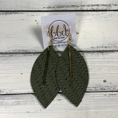 "RAISE THE BAR" <br> *3 SIZES AVAILABLE! <br> SUEDE + STEEL COLLECTION ||  Genuine Leather Earrings || <BR>  IRIDESCENT LEOPARD PRINT   *Choose size & bar finish!*