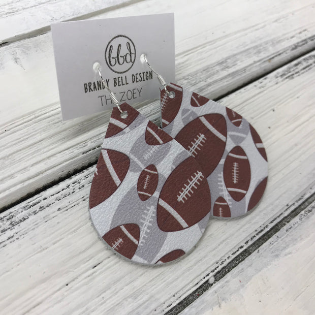 ZOEY (3 sizes available!) - Leather Earrings  || <BR> FOOTBALL PRINT