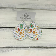 ZOEY (3 sizes available!) - FAUX Leather Earrings (Not real leather) WITH FELT BACK  || <BR> NURSE PRINT