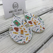 ZOEY (3 sizes available!) - FAUX Leather Earrings (Not real leather) WITH FELT BACK  || <BR> NURSE PRINT