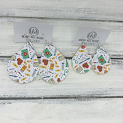ZOEY (3 sizes available!) - FAUX Leather Earrings (Not real leather) WITH FELT BACK  || <BR> NURSE PRINT